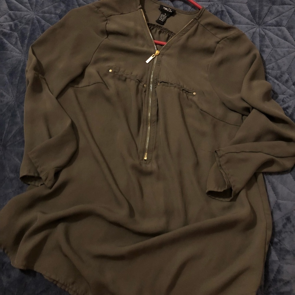 flowy army green top!